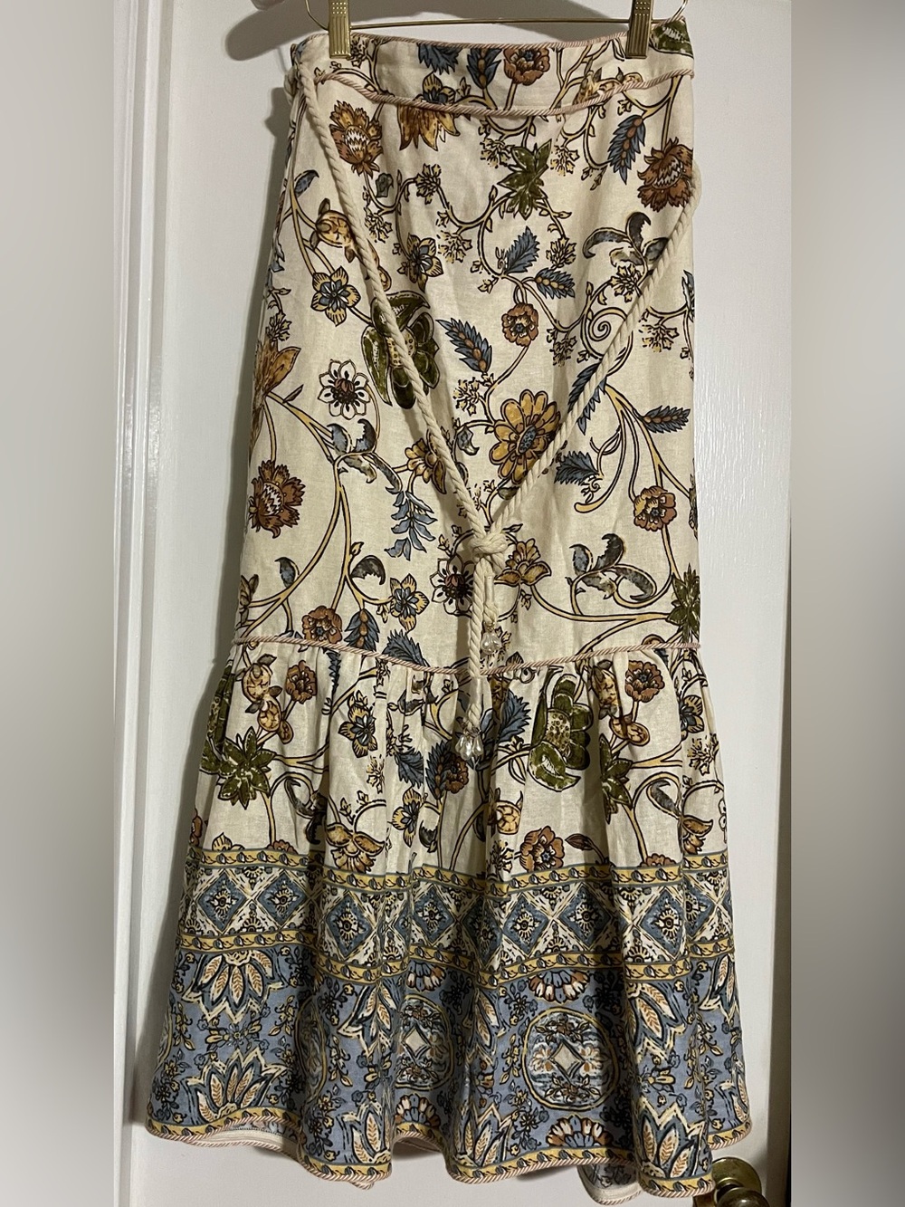 Calypso St Barth Womens Linen Rayon Blend Floral Midi Skirt  Medium Boho - Picture 2 of 13